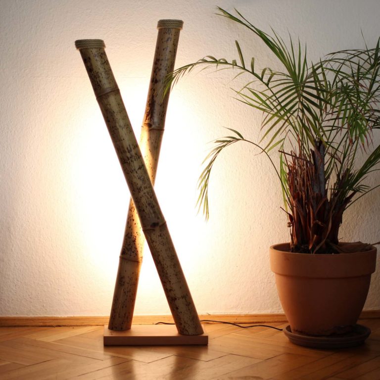 Design LED Stehlampe aus Bambus “LevantoX”, Tuneable White und farbiges