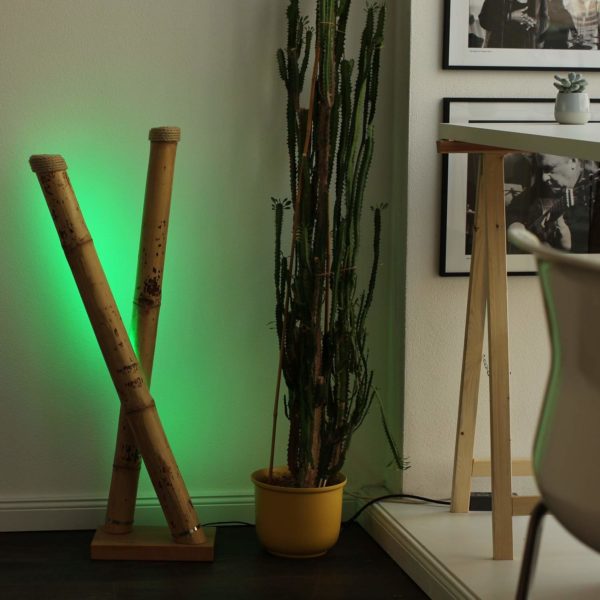 Design LED Lampe aus Bambus