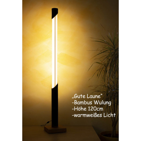 Vollspektrum Tageslichtlampe auf warmweiß, Bambus Wulung, Hoehe 120cm