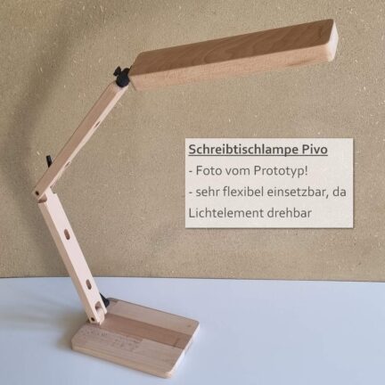 Vollspektrum Tageslichtlampe "Pivo" für den Schreibtisch|Büro|Homeoffice, Massivholz Buche|Eiche, handgefertigt