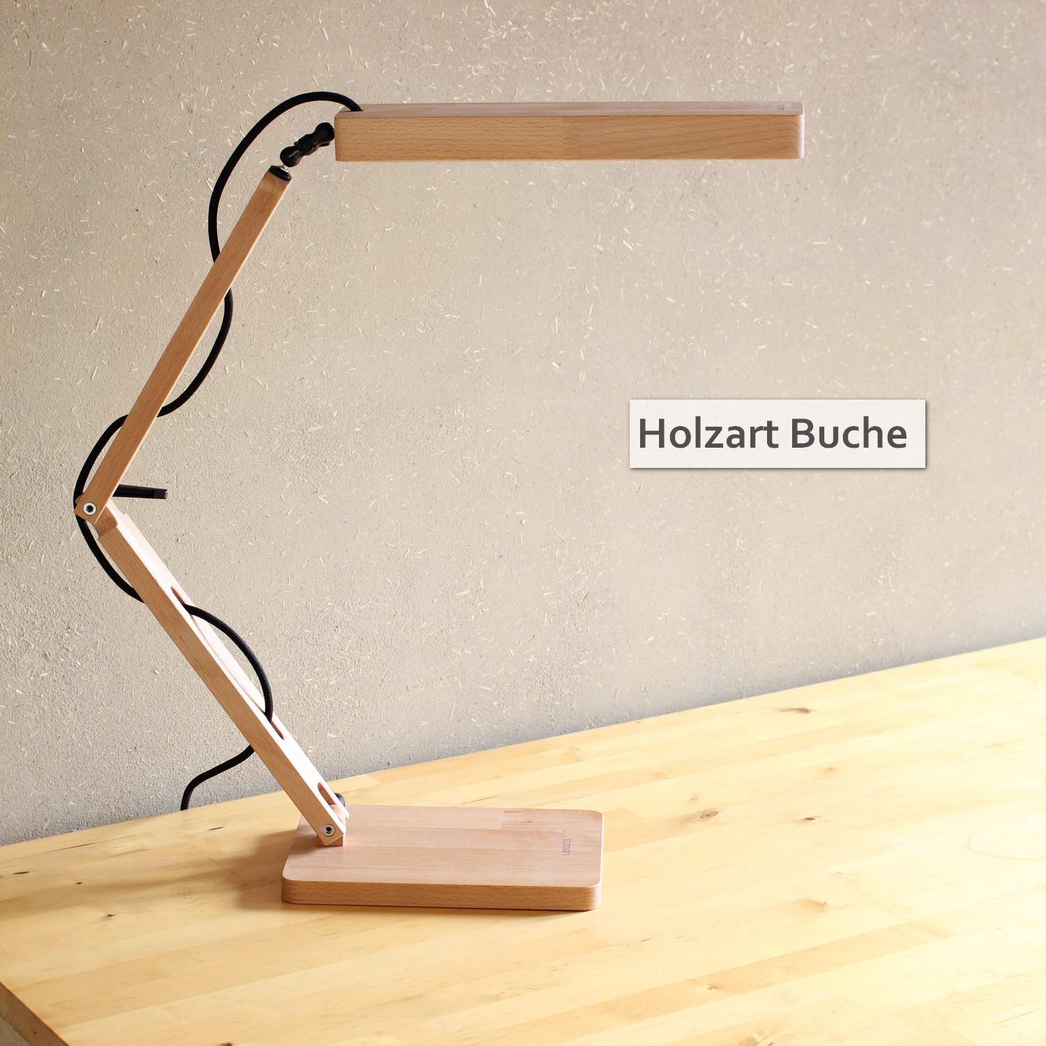 Vollspektrum Tageslichtlampe "Pivo" für den Schreibtisch|Büro|Homeoffice, Massivholz Buche|Eiche, handgefertigt – Bild 2