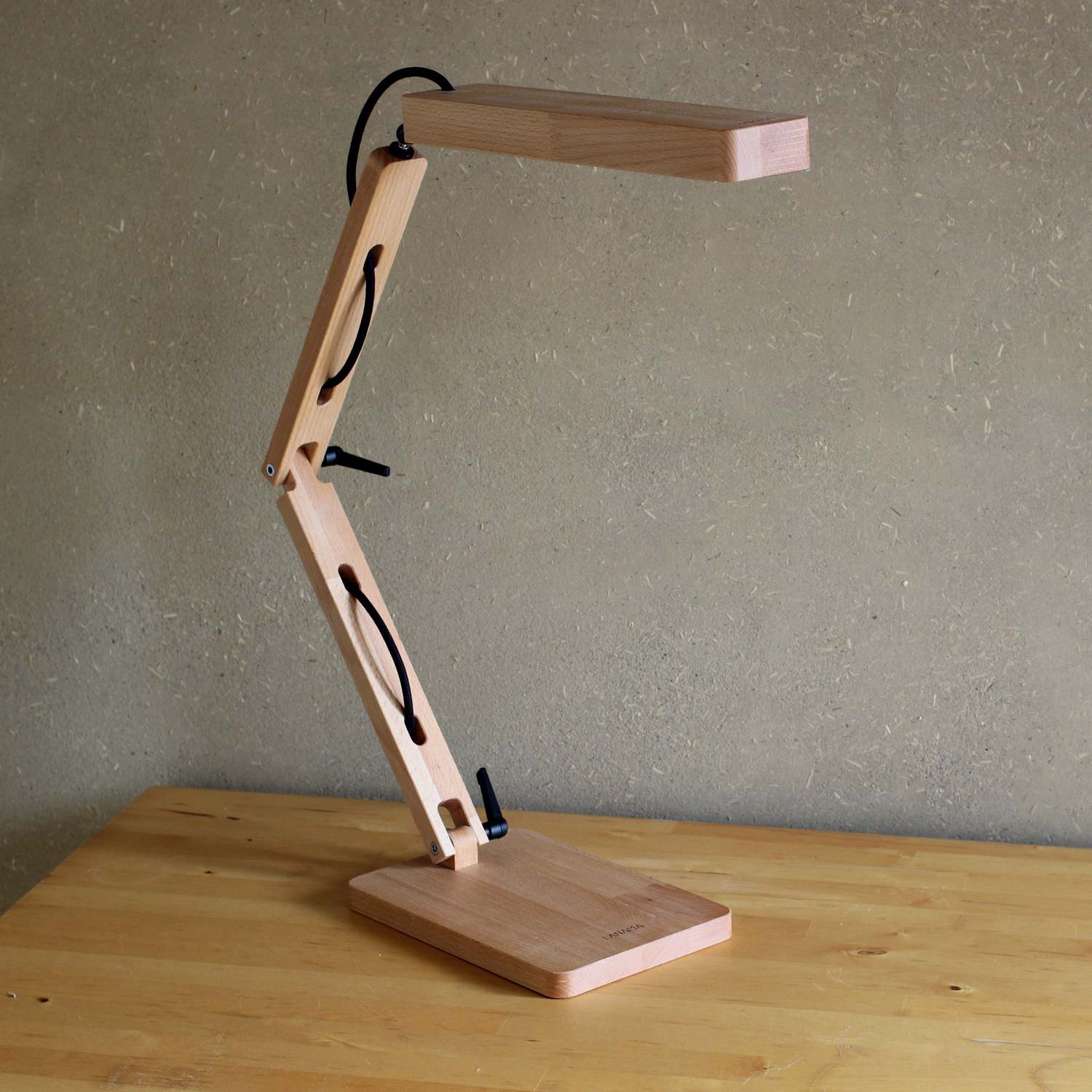 Vollspektrum Tageslichtlampe "Pivo" für den Schreibtisch|Büro|Homeoffice, Massivholz Buche|Eiche, handgefertigt – Bild 3